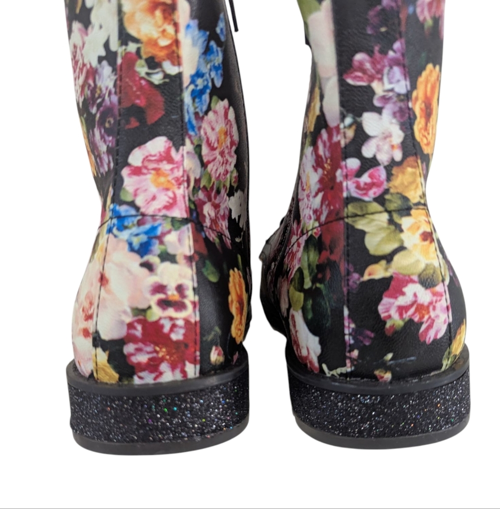 Mia Kids Big Girl's Giuletta Boots Lace Up Black Multi Floral...Size 5 - Picture 7 of 7